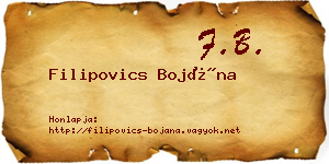 Filipovics Bojána névjegykártya